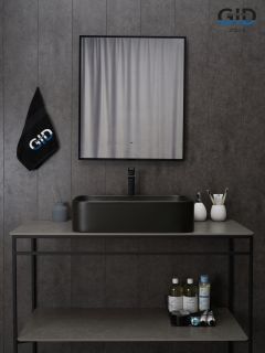 Раковина Gid Bm9599 53366 накладная черная матовая 61x38x15